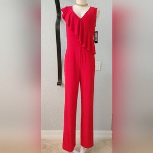 NWT BEBE Chic Red Sleeveless Jumpsuit
